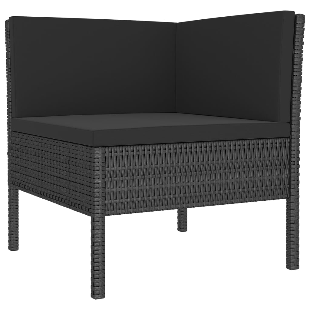 Set de muebles de jardín 8 pzas y cojines ratán sintético negro - Vetonek