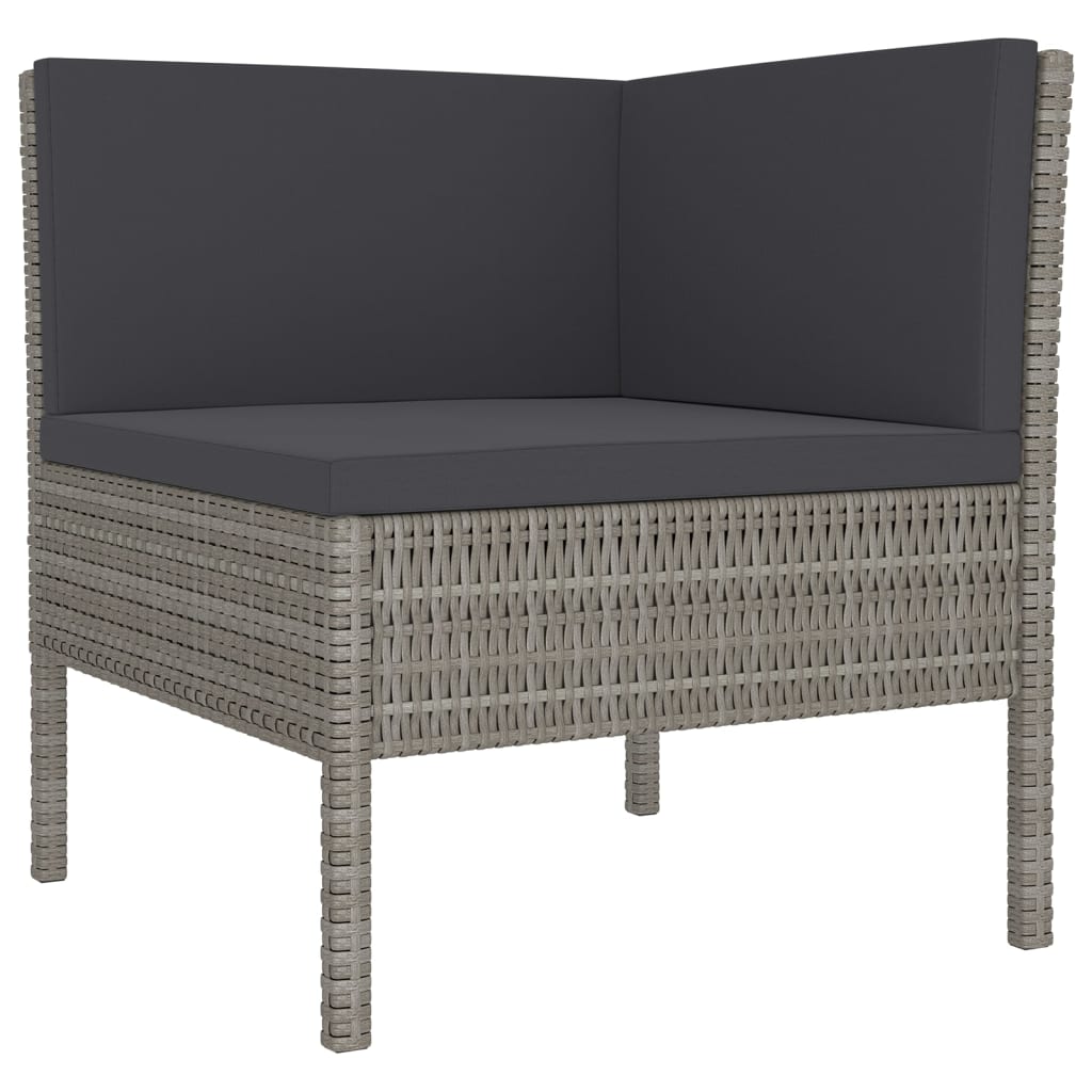 Garden furniture set and gray synthetic rattan cushions