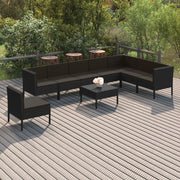Set de muebles de jardín 9 pzas y cojines ratán sintético negro v1252 Vetonek