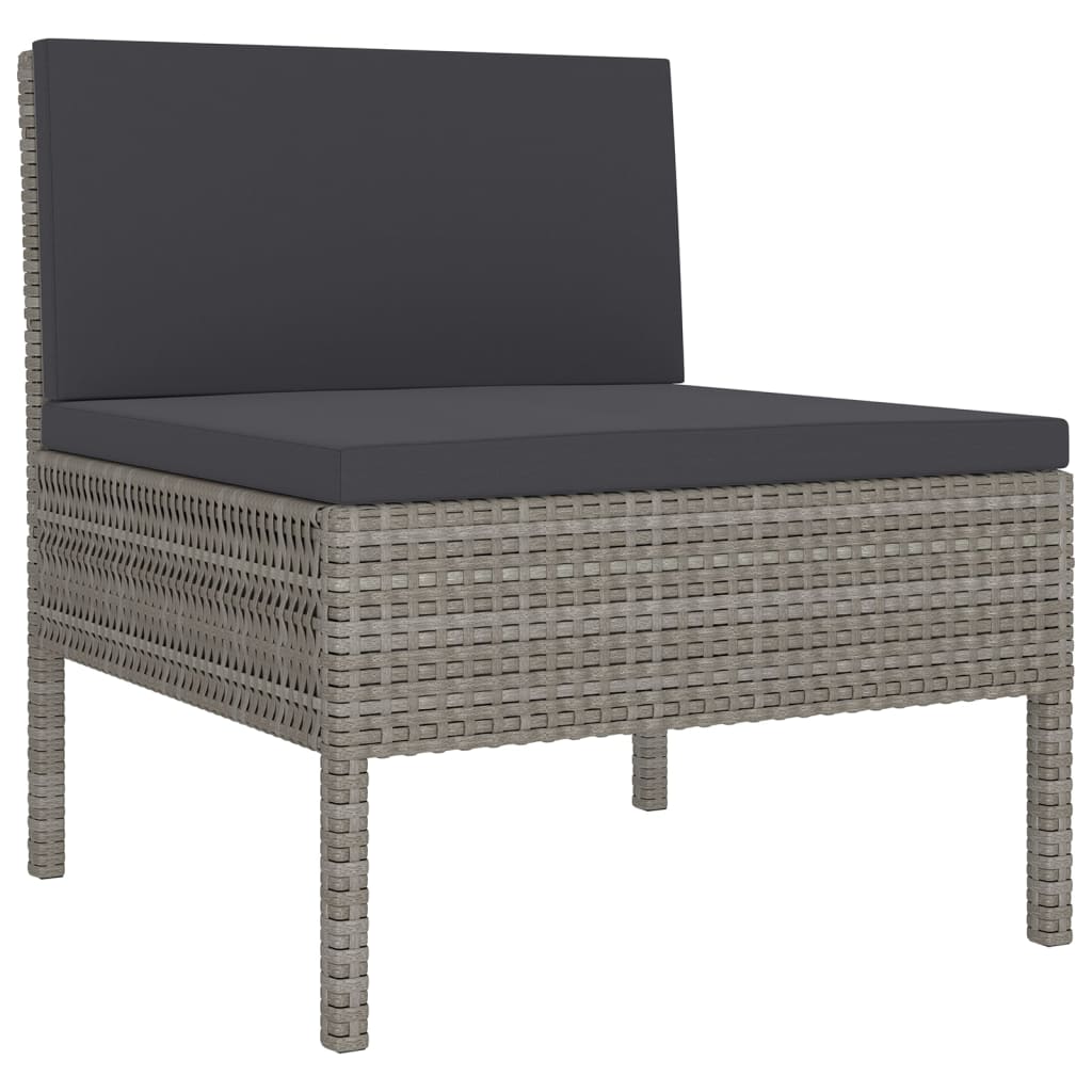 Garden furniture set and gray synthetic rattan cushions