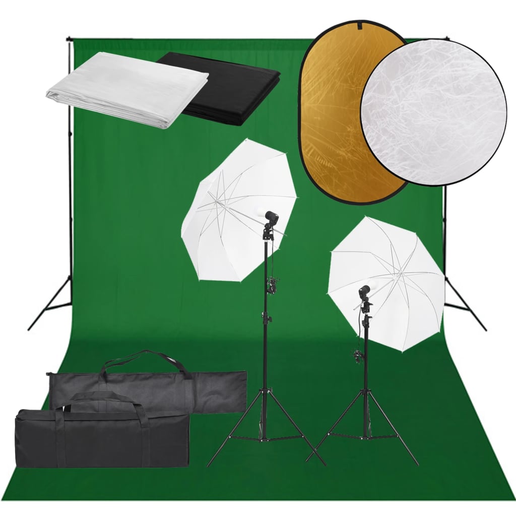 Kit de estudio fotográfico con set de luces, fondo y reflector v3003 Vetonek