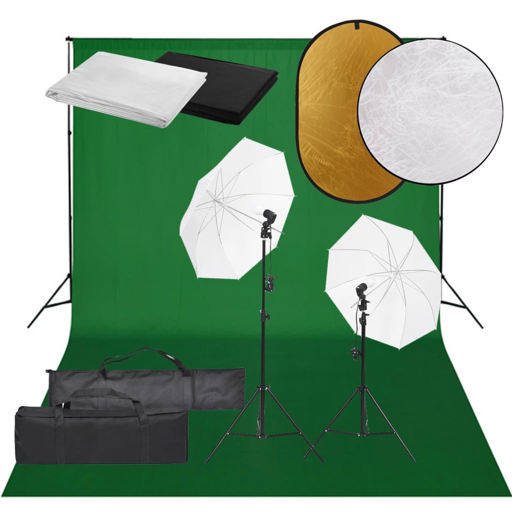 Vetonek Kit de estudio fotográfico con set de luces, fondo y reflector