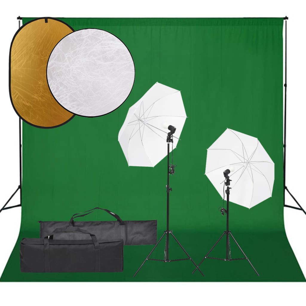 Kit de estudio fotográfico con set de luces, fondo y reflector v3218 Vetonek