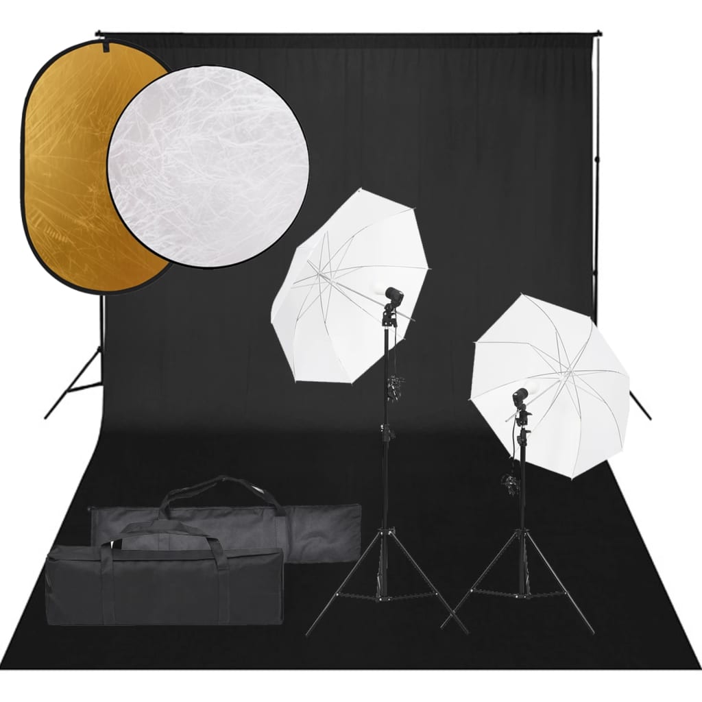 Kit de estudio fotográfico con set de luces, fondo y reflector v3256 Vetonek