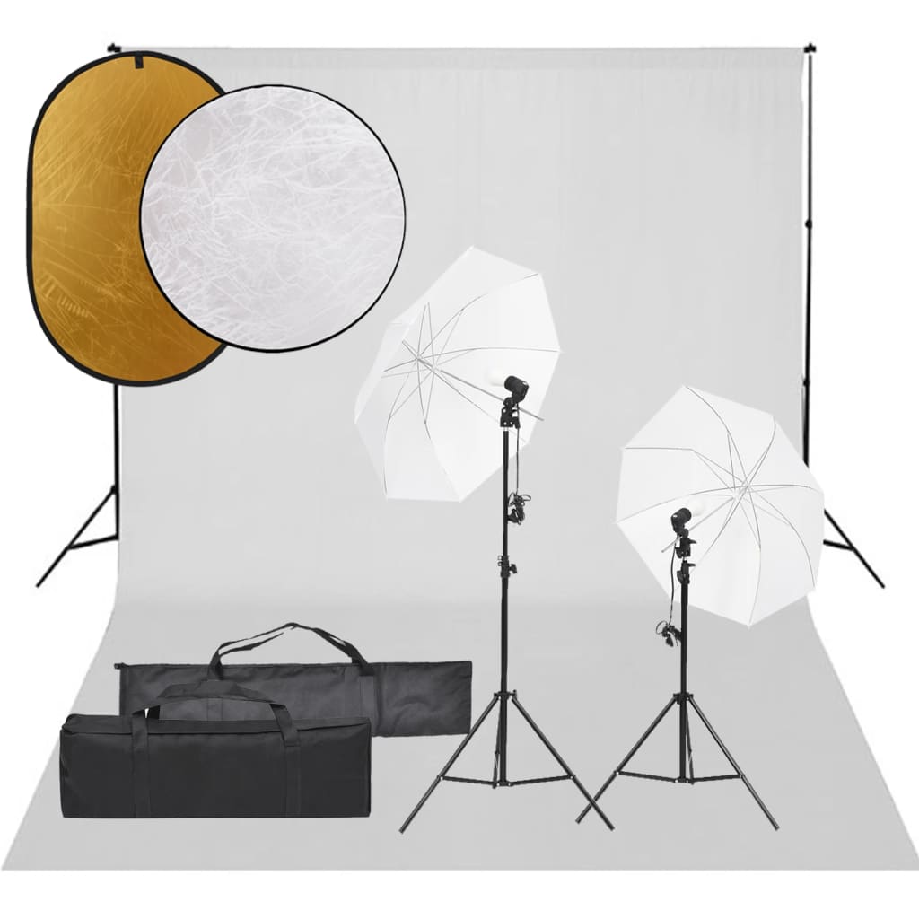 Vetonek Kit de estudio fotográfico con set de luces, fondo y reflector