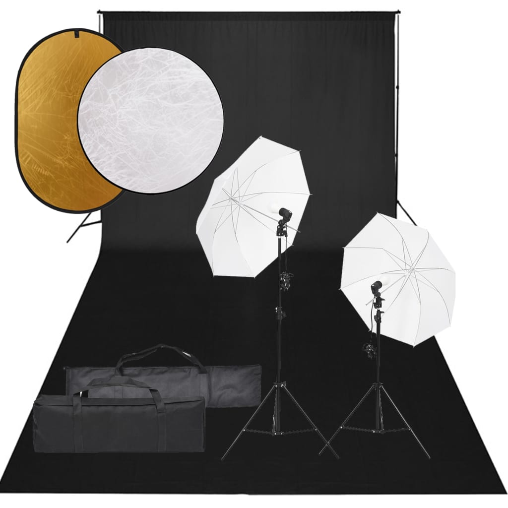 Vetonek Kit de estudio fotográfico con set de luces, fondo y reflector