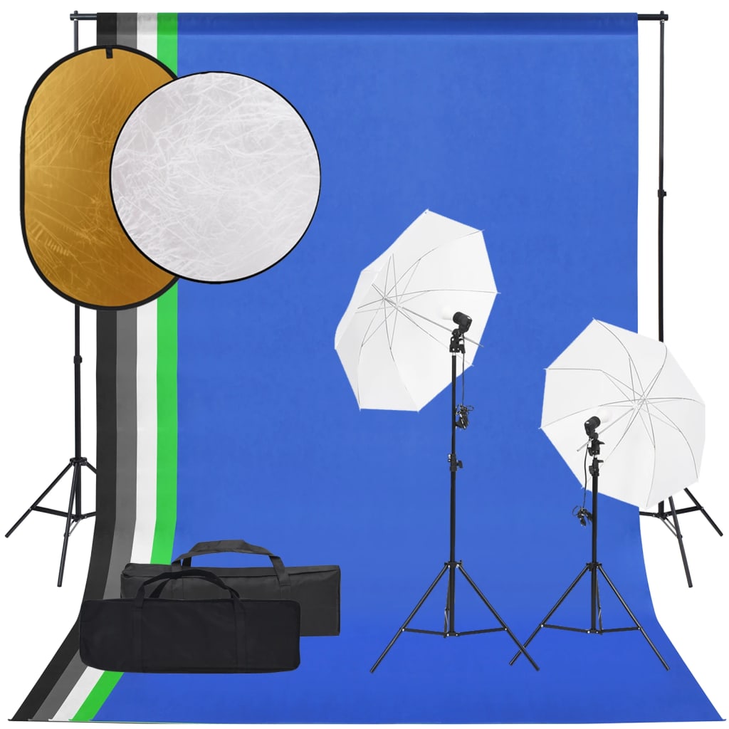 Vetonek Kit de estudio fotográfico con set de luces, fondo y reflector