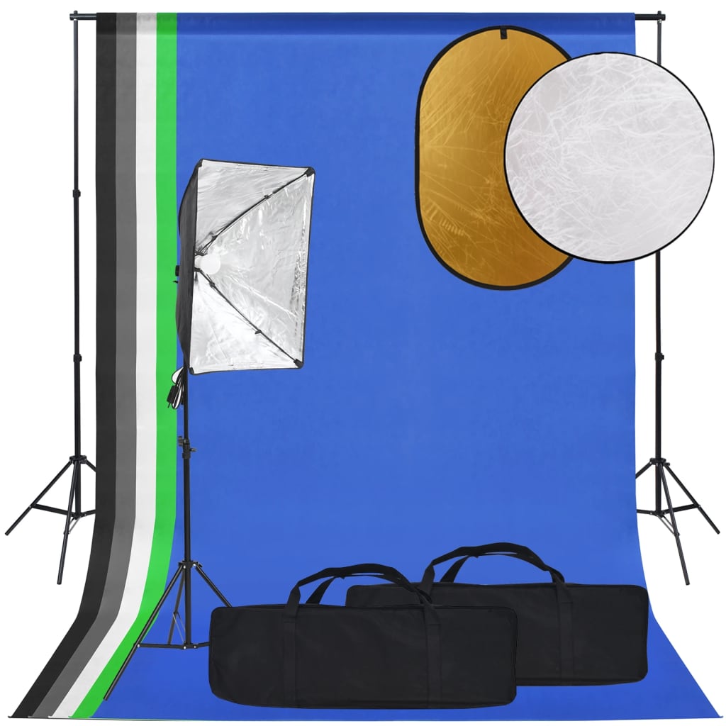 Vetonek Kit de estudio fotográfico con softbox, fondo y reflector