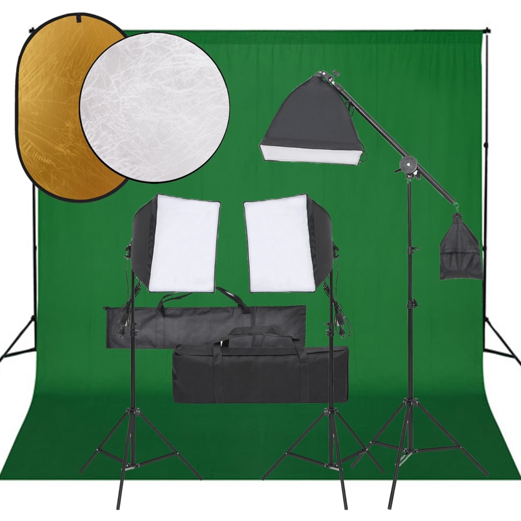 Vetonek Kit de estudio fotográfico con set de luces, fondo y reflector