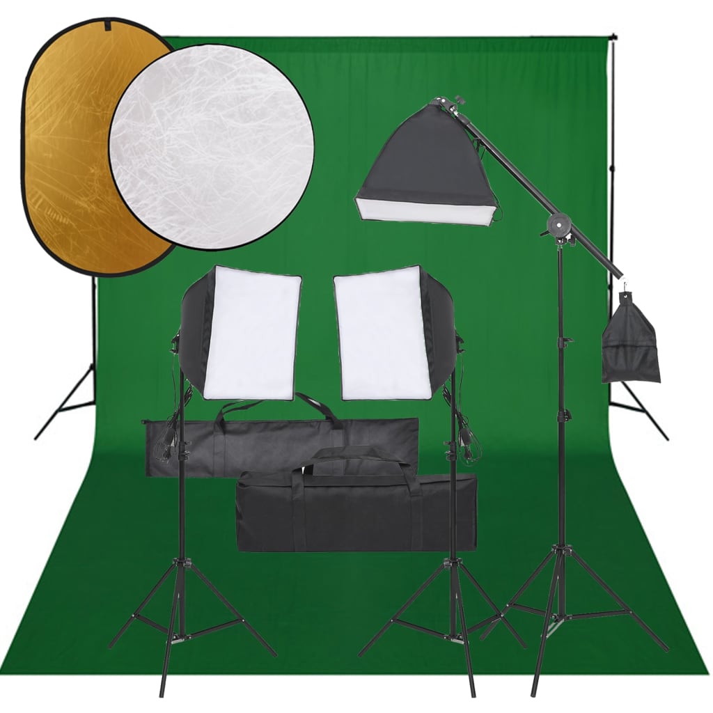 Kit de estudio fotográfico con set de luces, fondo y reflector v3553 Vetonek