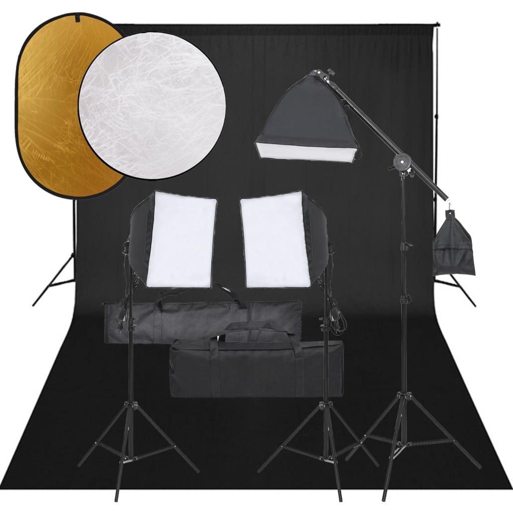Kit de estudio fotográfico con set de luces, fondo y reflector v3560 Vetonek