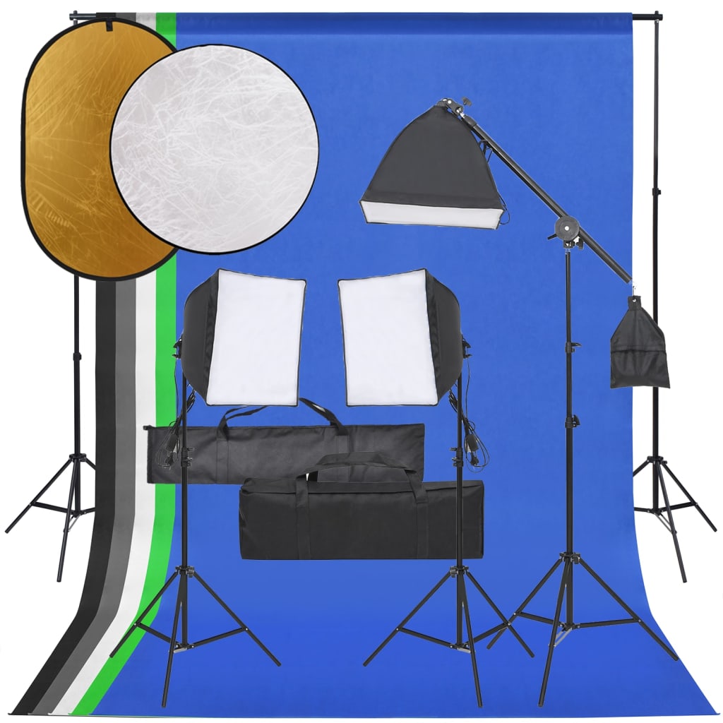 Vetonek Kit de estudio fotográfico con set de luces, fondo y reflector