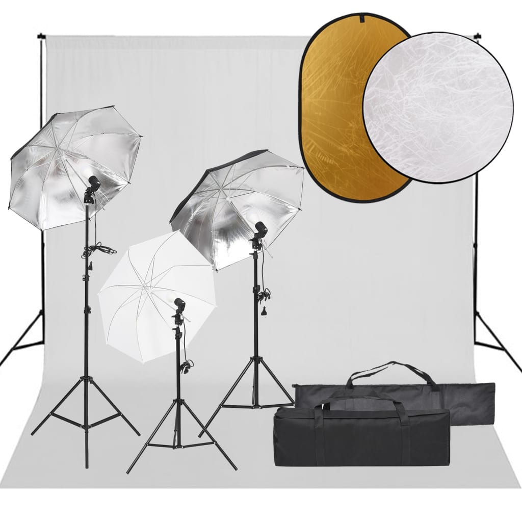 Kit de estudio fotográfico con set de luces, fondo y reflector v3843 Vetonek