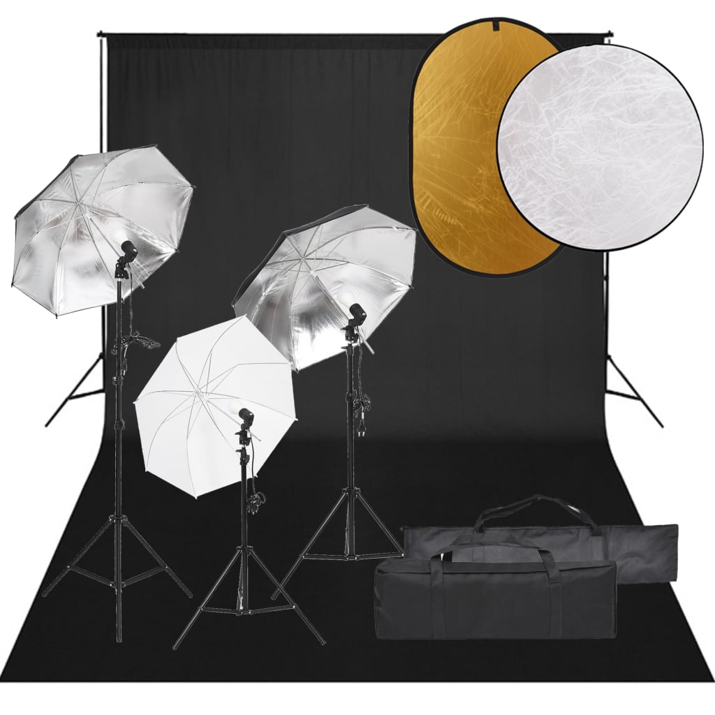 Vetonek Kit de estudio fotográfico con set de luces, fondo y reflector