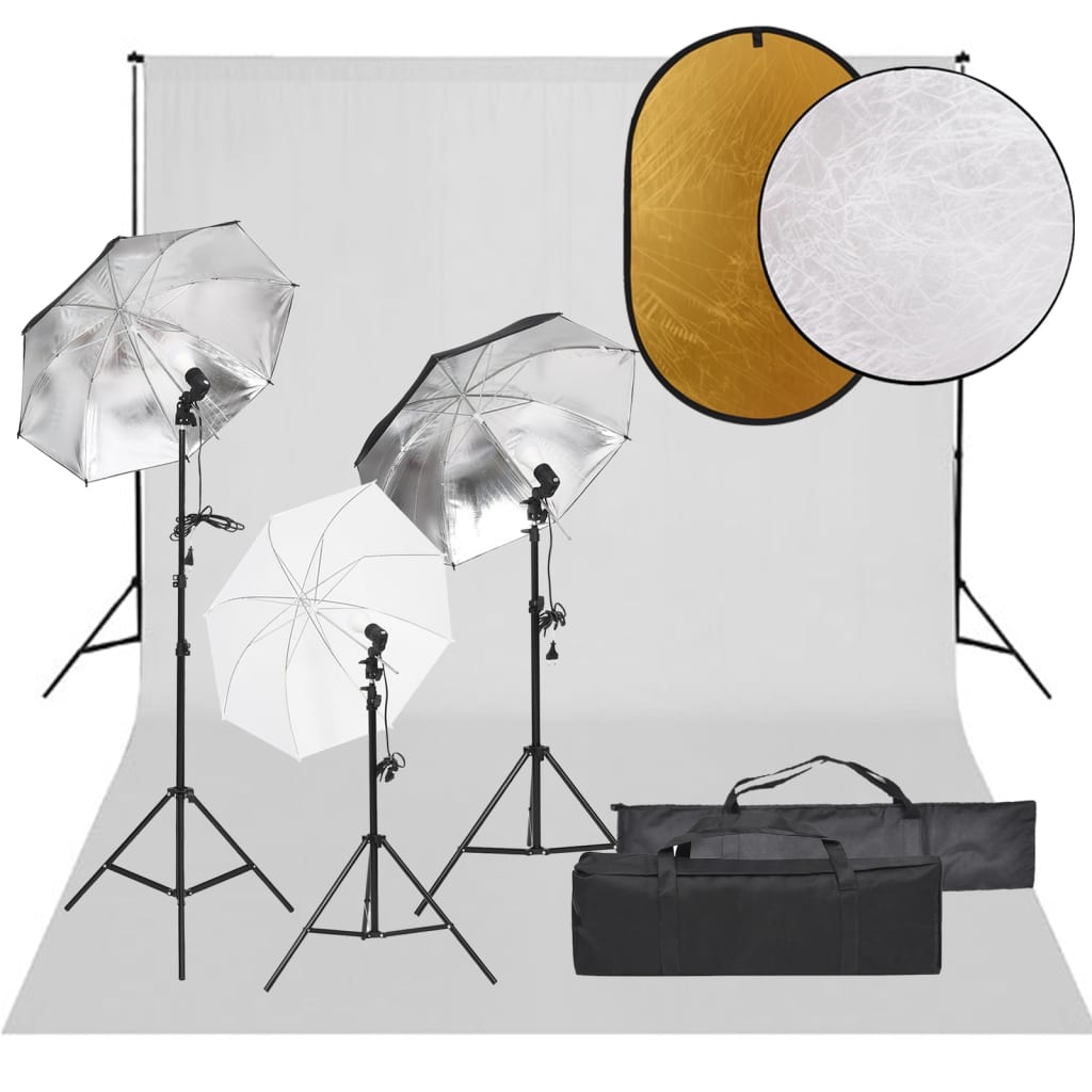 Kit de estudio fotográfico con set de luces, fondo y reflector v3874 Vetonek