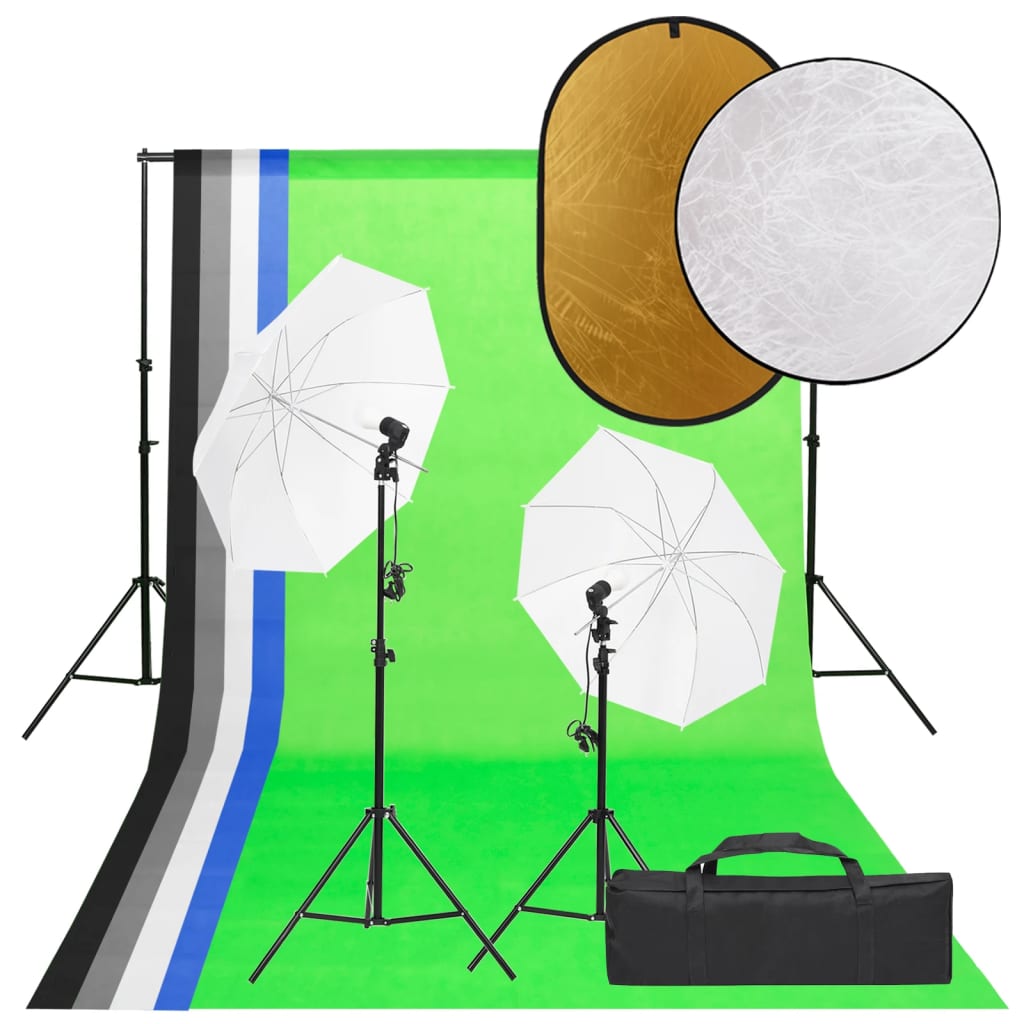 Kit de estudio fotográfico con set de luces, fondo y reflector v3966 Vetonek