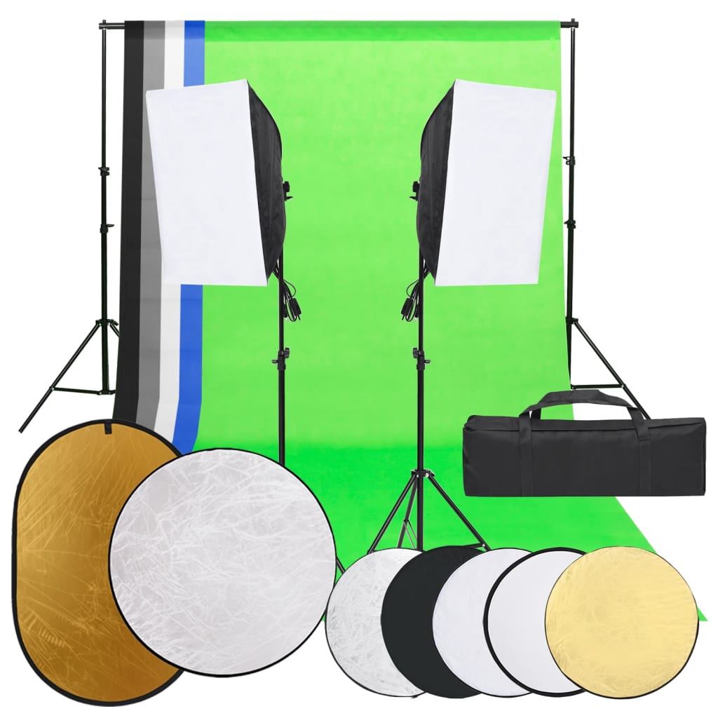 Kit de estudio fotográfico con set de luces, fondo y reflector v3973 Vetonek