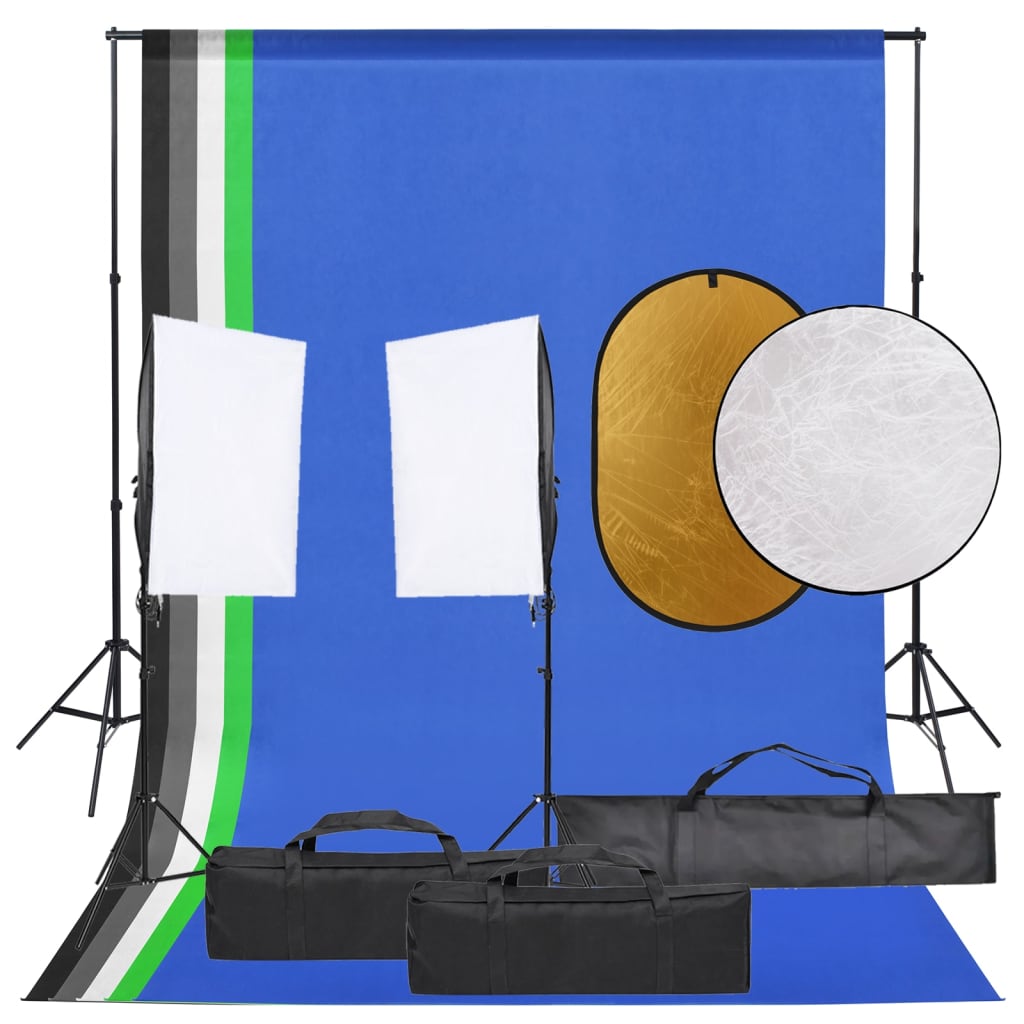 Kit de estudio fotográfico con set de luces, fondo y reflector v4185 Vetonek