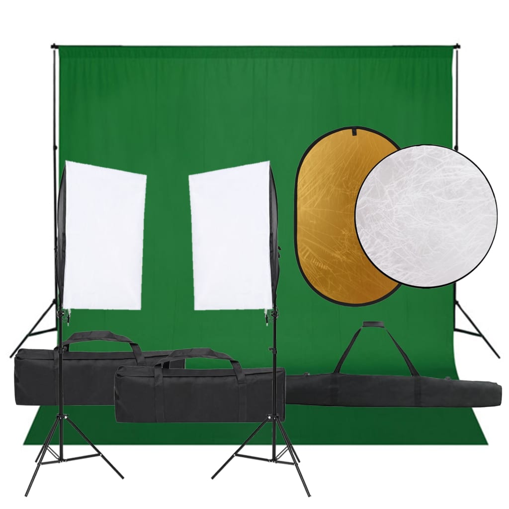 Kit de estudio fotográfico con set de luces, fondo y reflector v4192 Vetonek