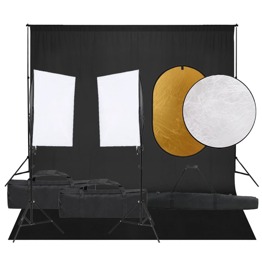 Kit de estudio fotográfico con set de luces, fondo y reflector v4208 Vetonek