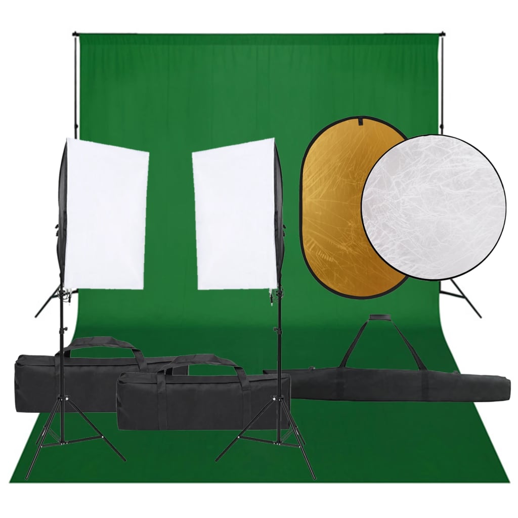 Kit de estudio fotográfico con set de luces, fondo y reflector v4222 Vetonek