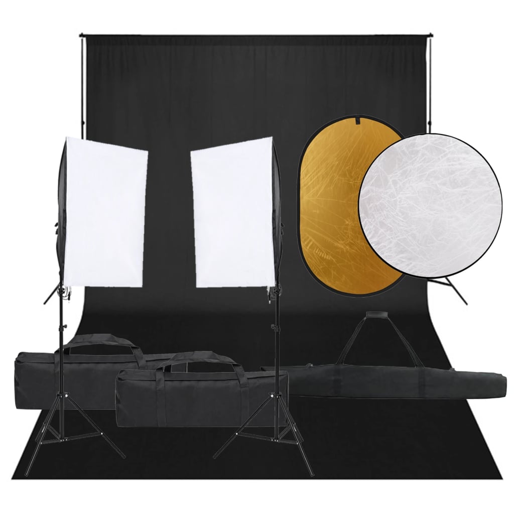 Kit de estudio fotográfico con set de luces, fondo y reflector v4239 Vetonek