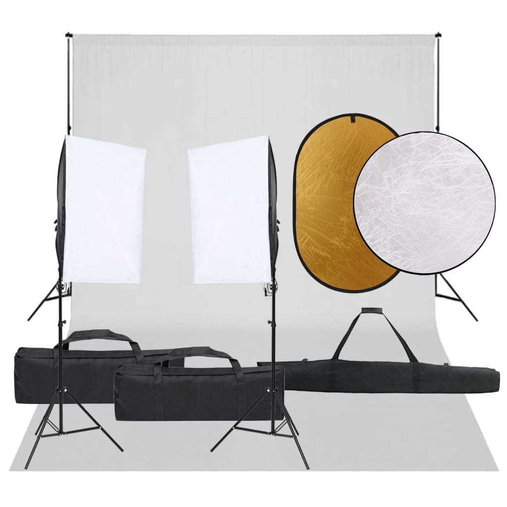 Kit de estudio fotográfico con set de luces, fondo y reflector v4246 Vetonek