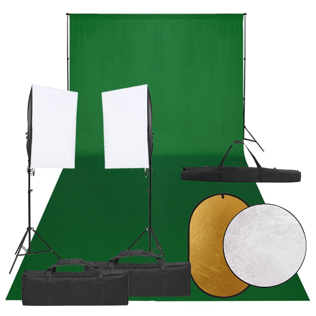 Kit de estudio fotográfico con set de luces, fondo y reflector v4253 Vetonek
