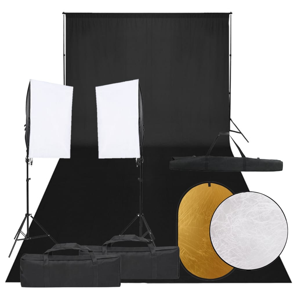 Kit de estudio fotográfico con set de luces, fondo y reflector v4260 Vetonek