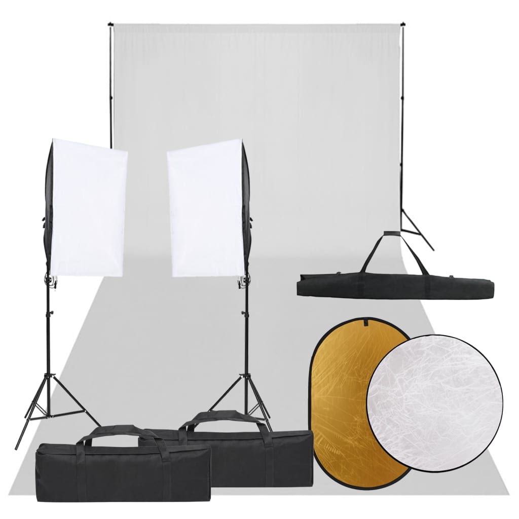 Kit de estudio fotográfico con set de luces, fondo y reflector v4277 Vetonek