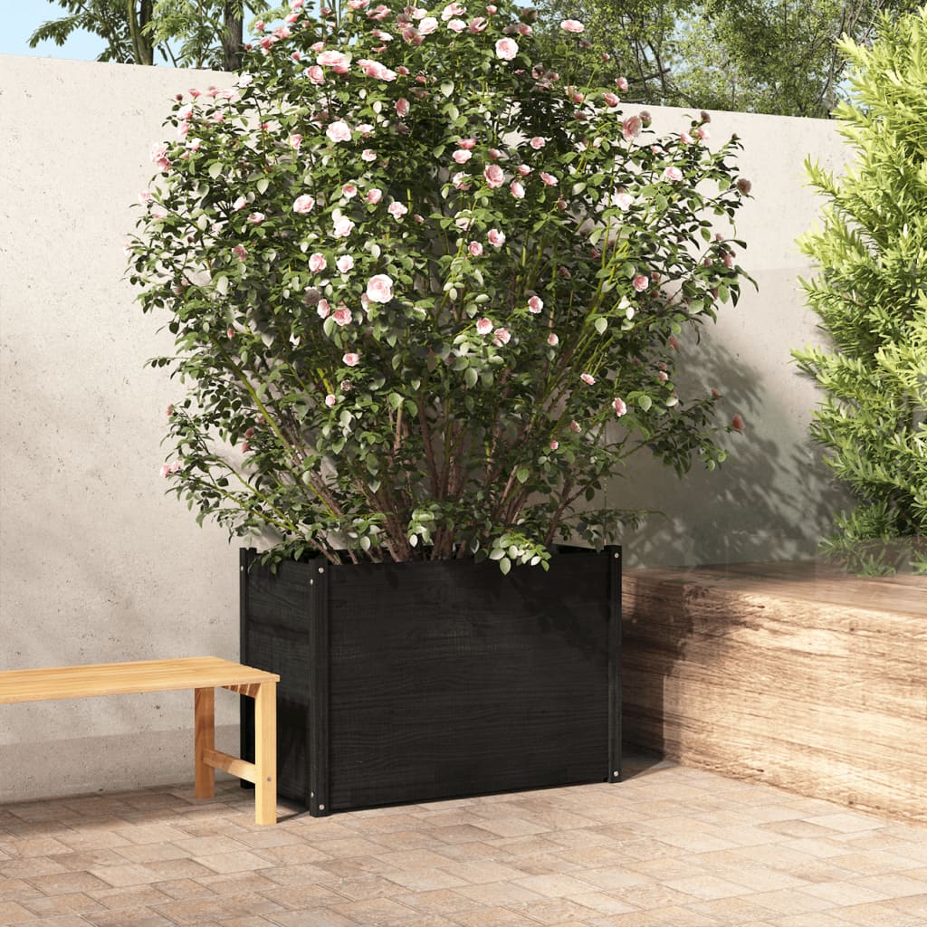 Jardinière en pin massif noir 100x50x70 cm v4697 Vetonek
