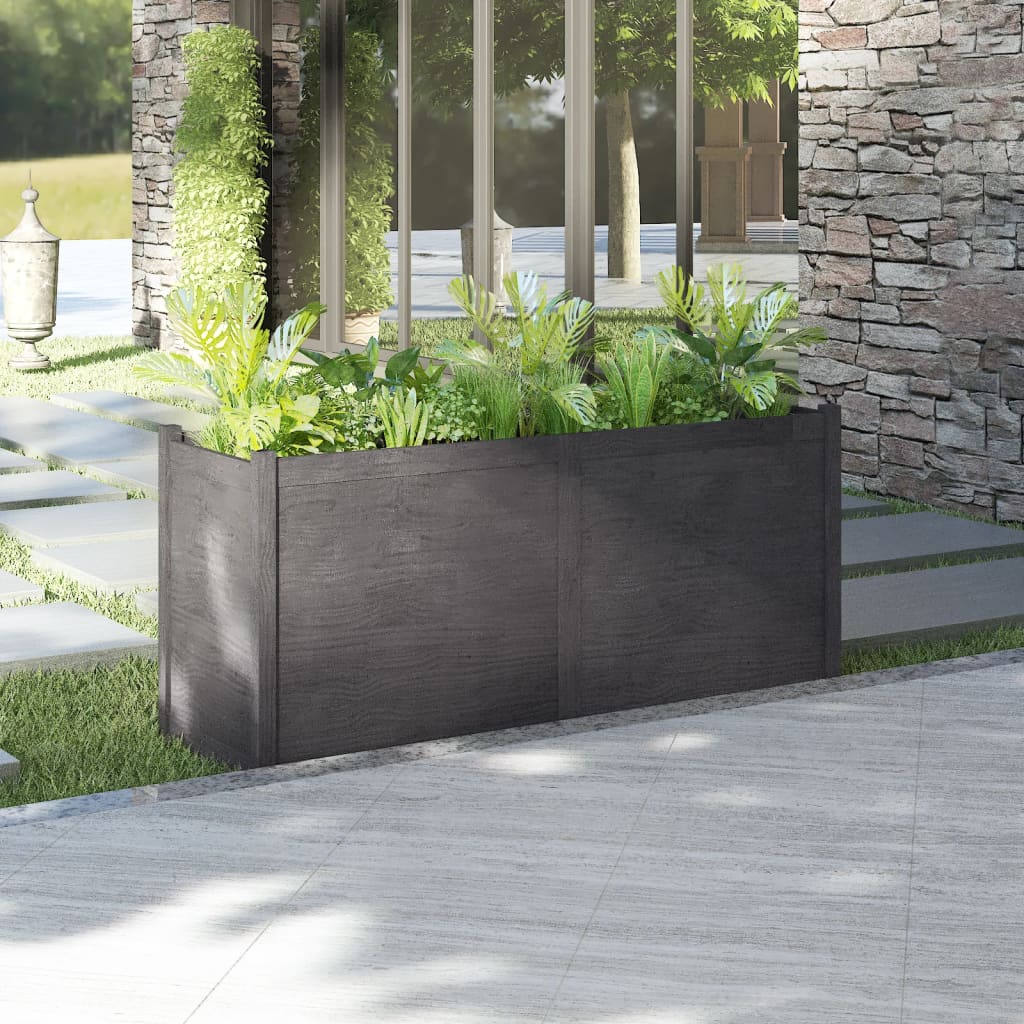 Vetonek Jardinera madera maciza de pino gris 150x50x70 cm