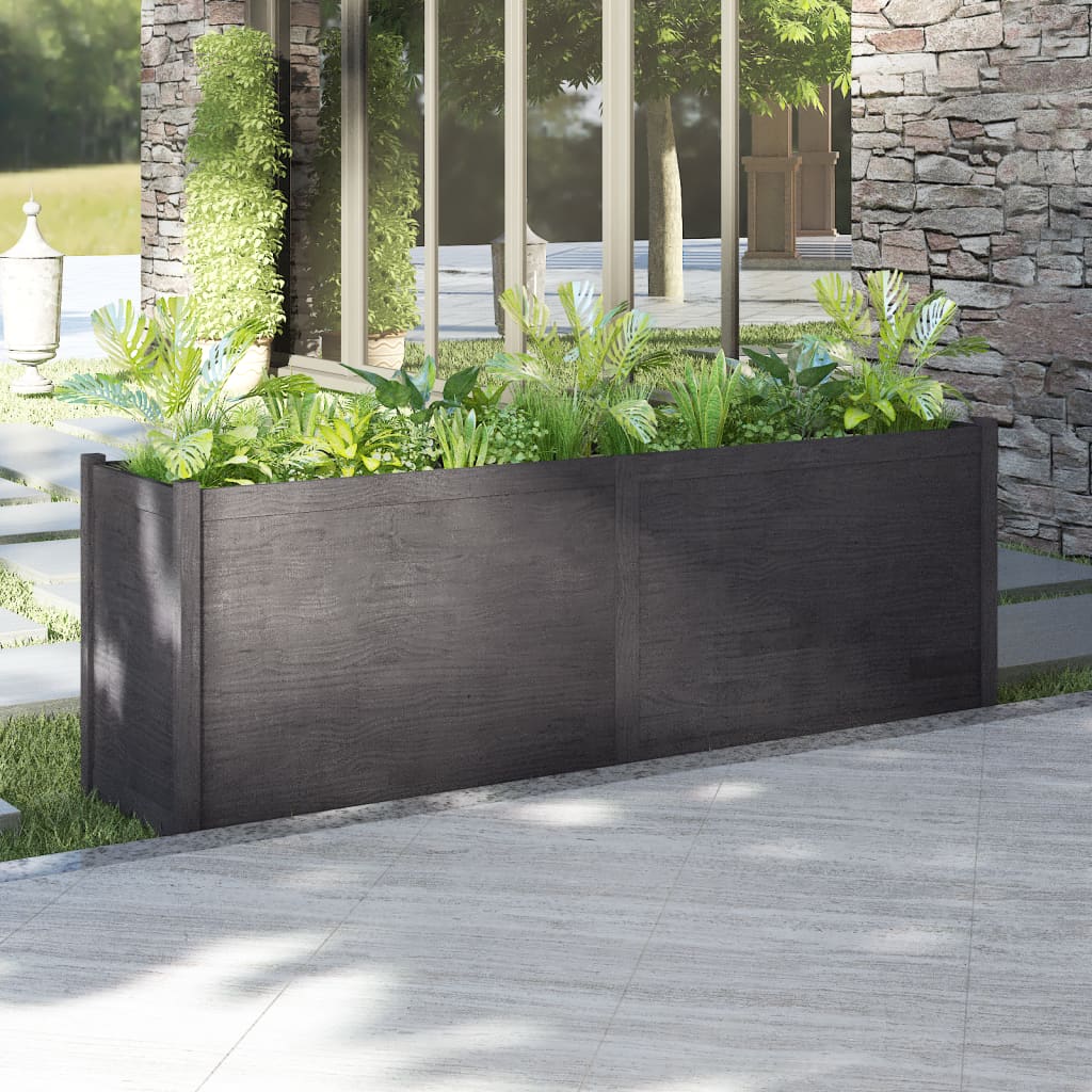 Vetonek Jardinera de madera maciza de pino gris 200x50x70 cm