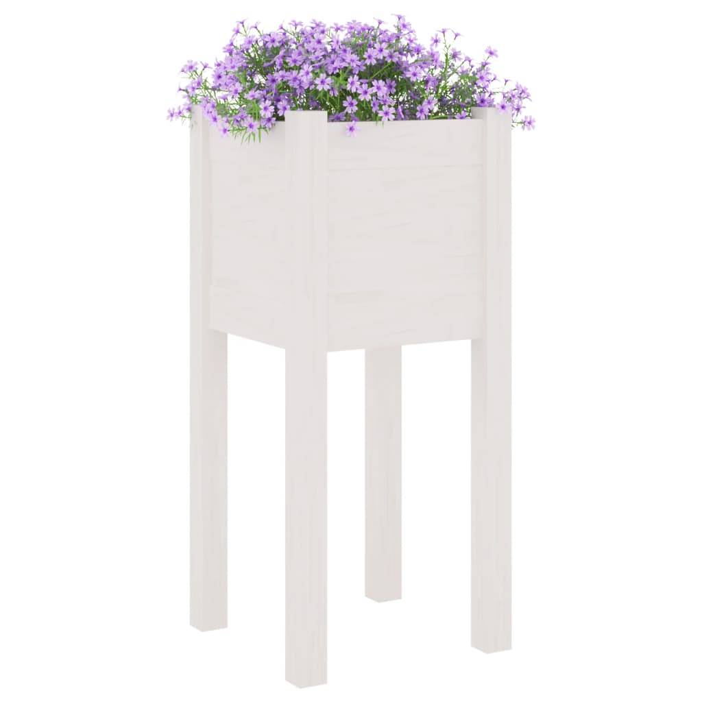 Jardinera de madera maciza de pino blanco 31x31x70 cm vidaXL