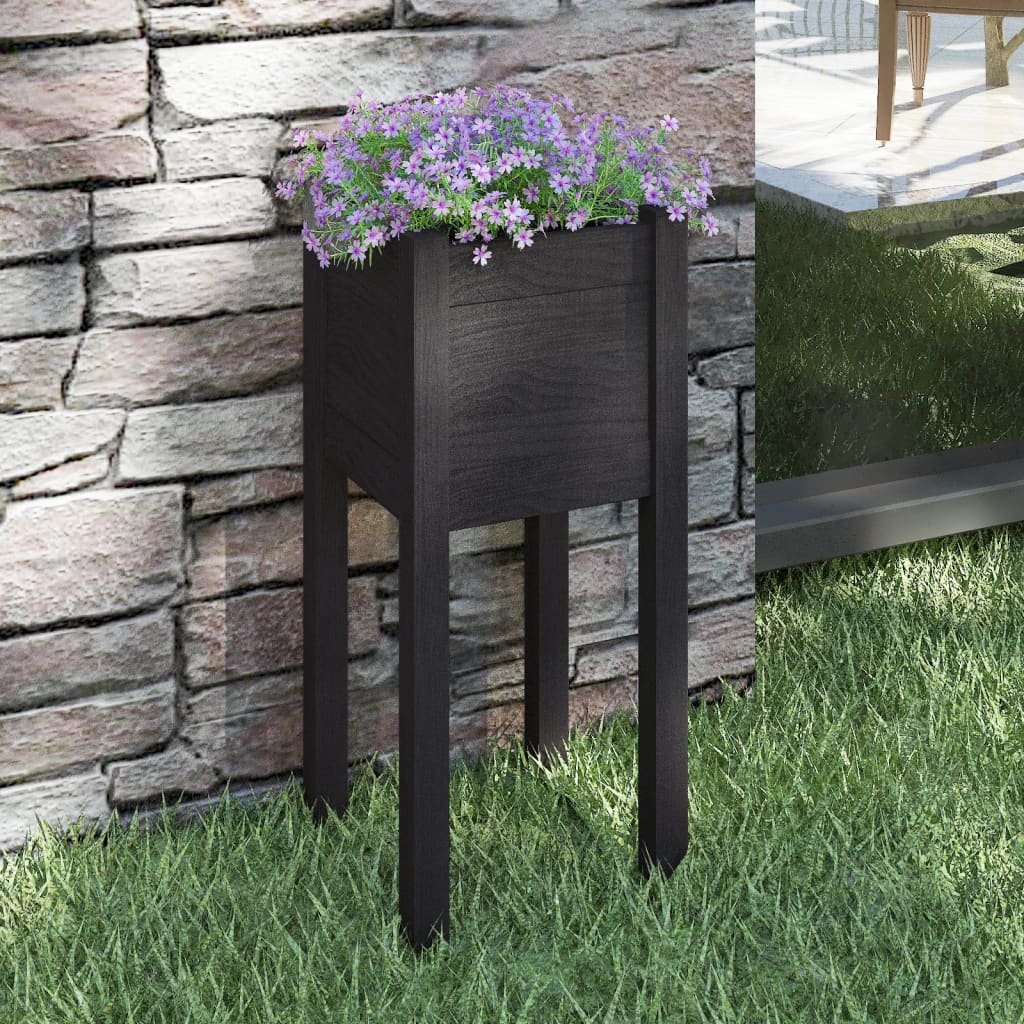 Jardinera de madera maciza de pino negro 31x31x70 cm v5182 Vetonek