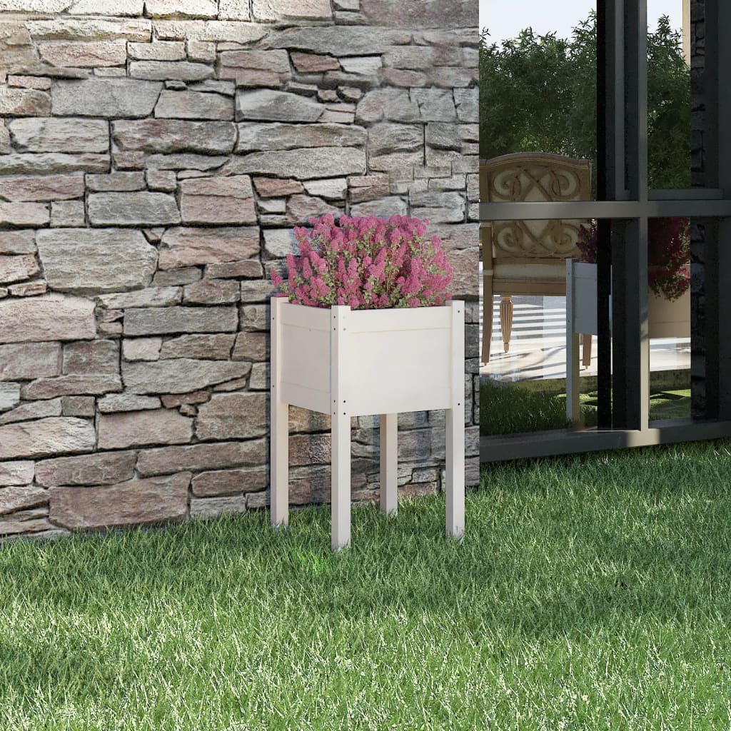 Jardinière en pin blanc massif 40x40x70 cm v5229 Vetonek