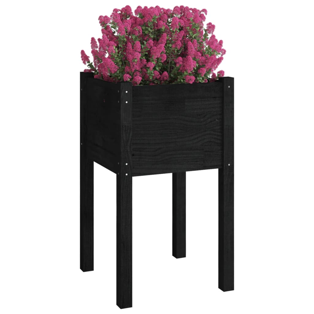 Jardinera de madera maciza de pino negro 40x40x70 cm vidaXL