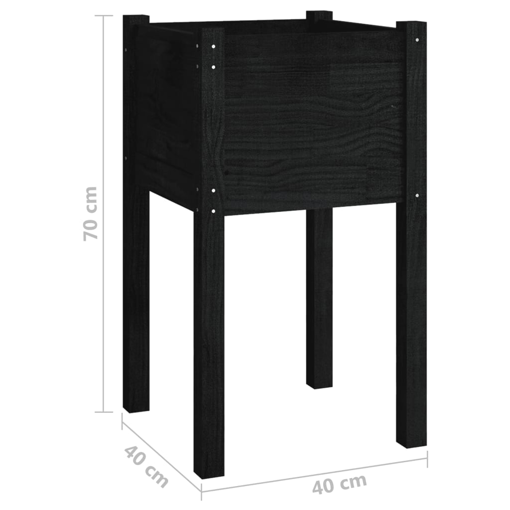 Jardinera de madera maciza de pino negro 40x40x70 cm vidaXL