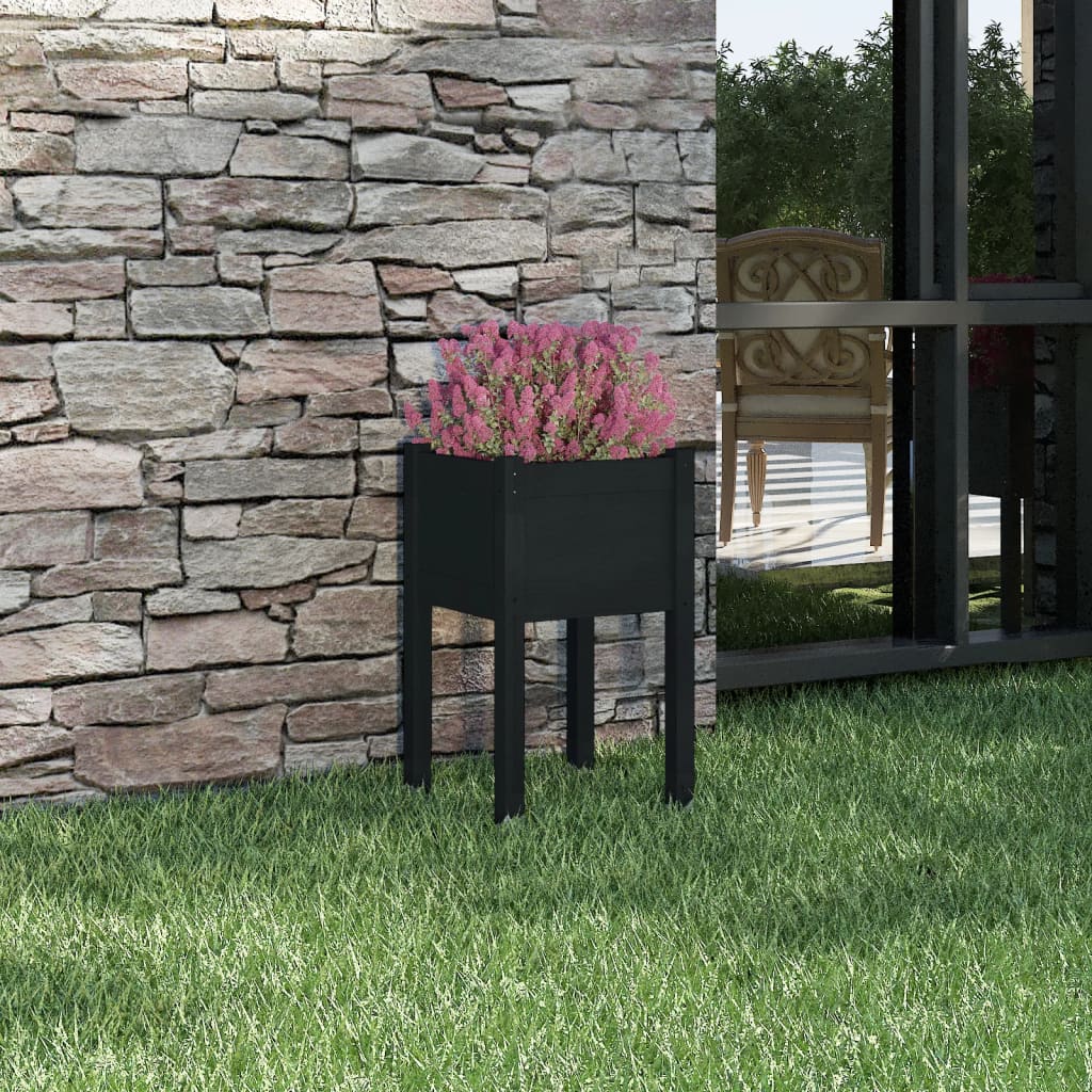 Jardinera de madera maciza de pino negro 40x40x70 cm v5281 Vetonek