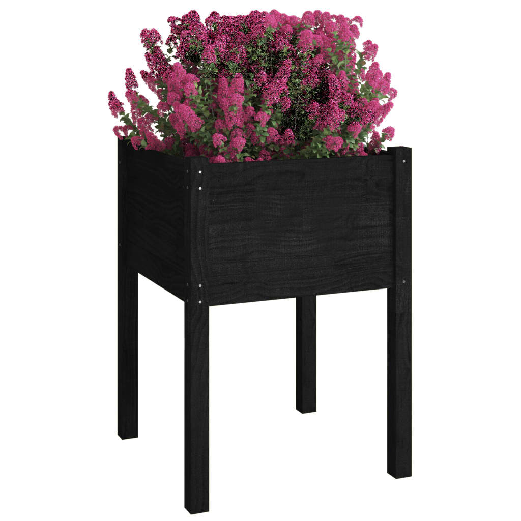 Jardinera de madera maciza de pino negro 50x50x70 cm vidaXL