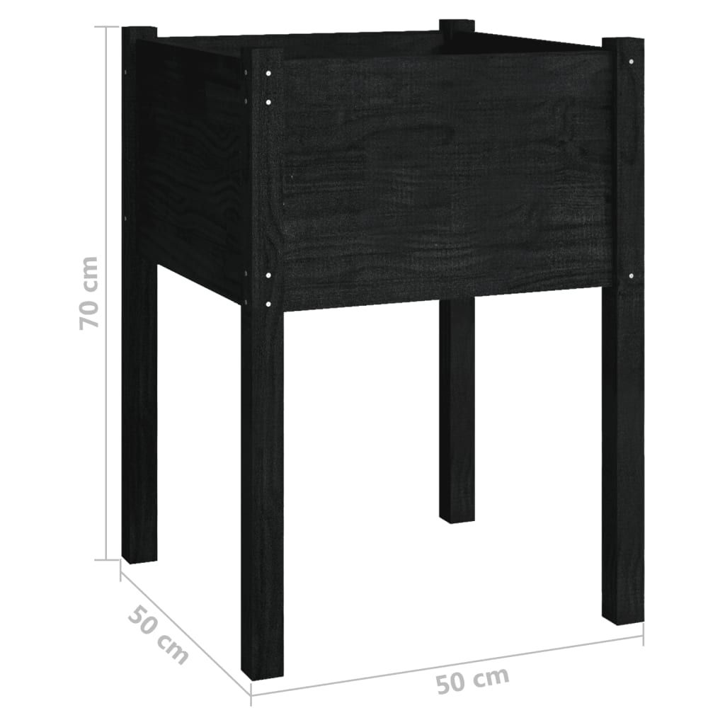 Jardinera de madera maciza de pino negro 50x50x70 cm vidaXL