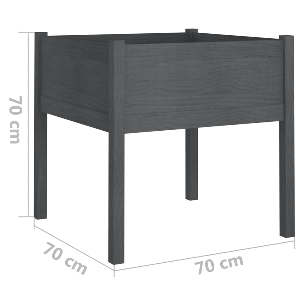 Jardinera de madera maciza de pino gris 70x70x70 cm vidaXL