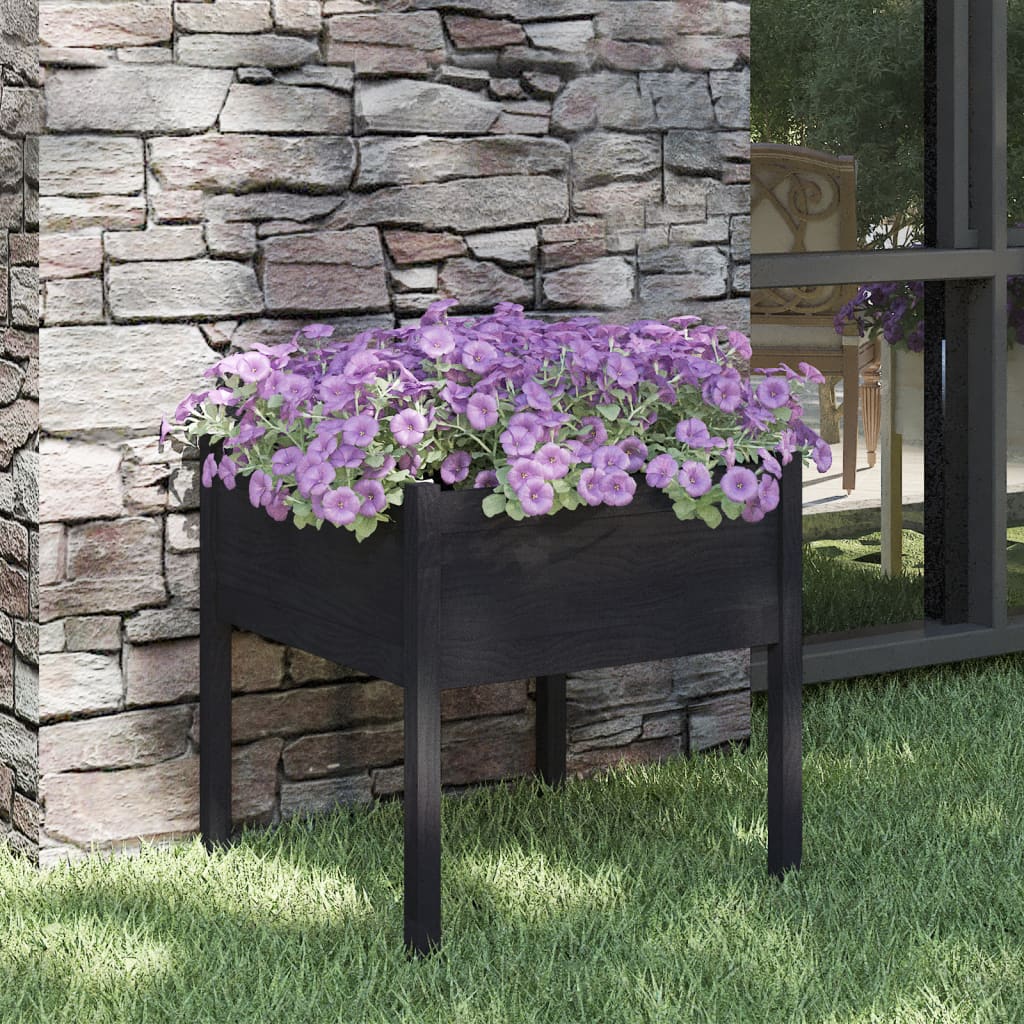 Jardinera de madera maciza de pino negro 70x70x70 cm v5489 Vetonek