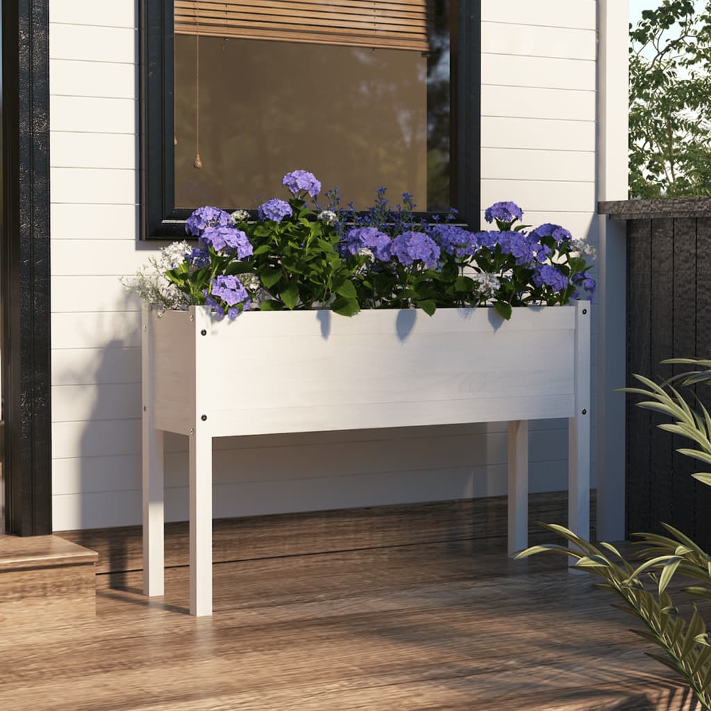 Jardinière en pin blanc massif 110x31x70 cm v5625 Vetonek