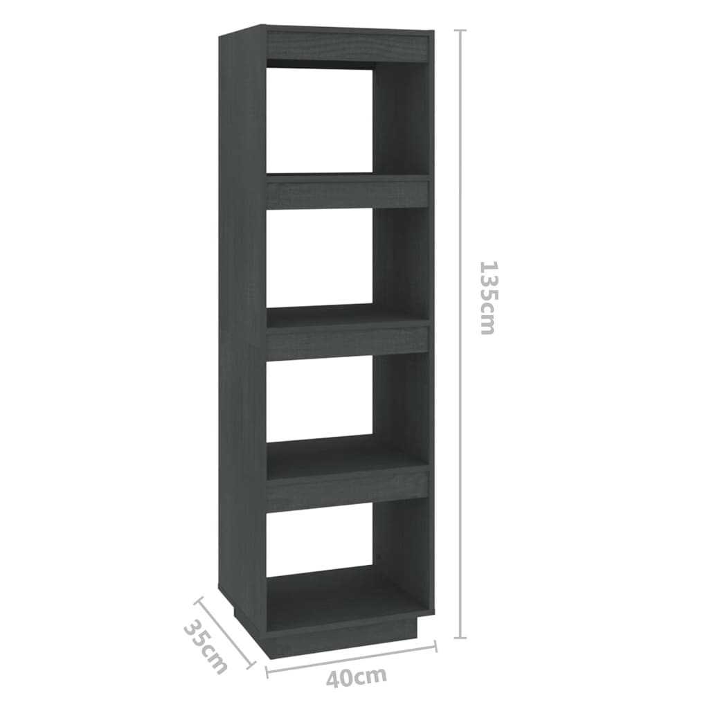 Estantería/divisor de espacios madera de pino gris 40x35x135 cm vidaXL