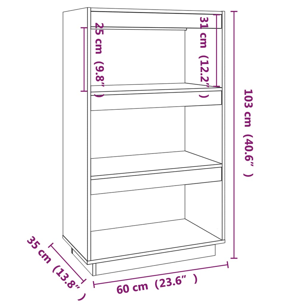 Estantería/divisor de espacios madera pino gris 60x35x103 cm vidaXL