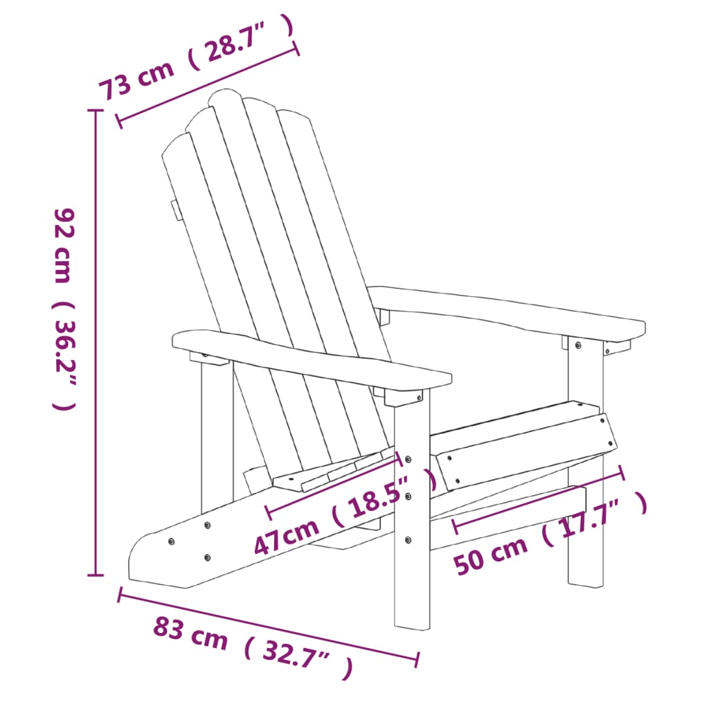 Silla de jardín Adirondack HDPE gris antracita vidaXL