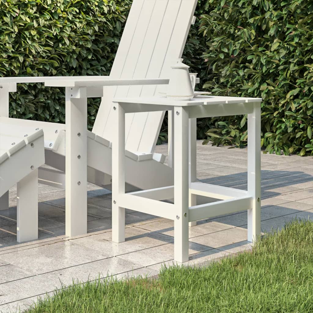 Vetonek Mesa de jardín Adirondack HDPE blanca 38x38x46 cm