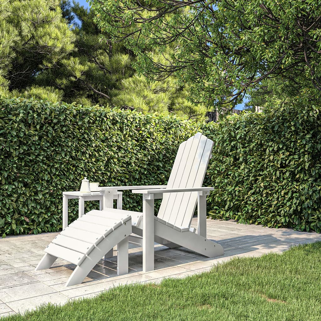 Vetonek Silla de jardín Adirondack con reposapiés HDPE blanco