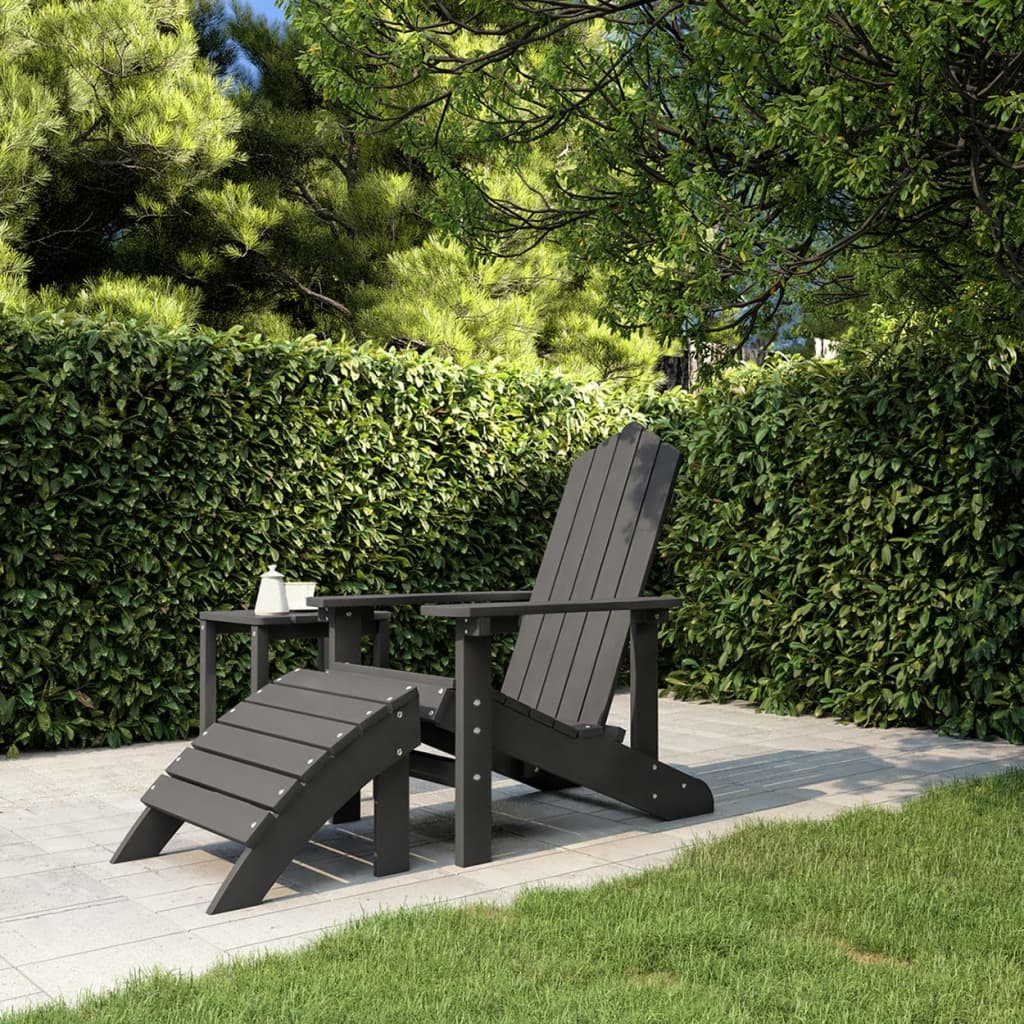 Vetonek Silla de jardín Adirondack con reposapiés HDPE antracita